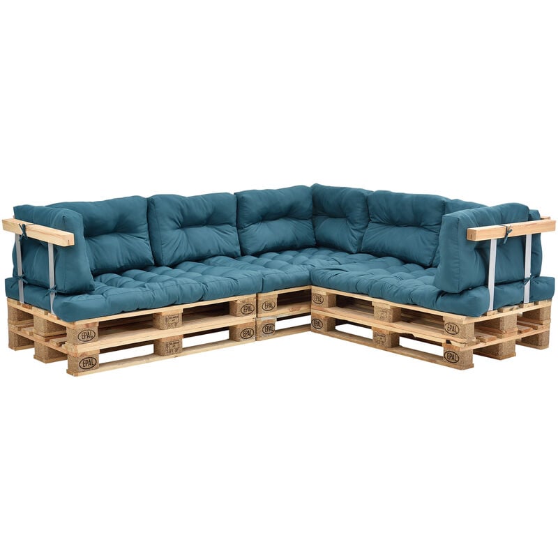 

] Set de 11 cojines para sofá-palé - cojín de asiento + cojines de respaldo acolchados [turquesa] para europalé In/Outdoor