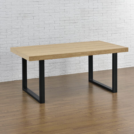 [En.Casa] – Set de 2 pieds de meuble rectangulaires en acier noir 90 x 72 cm – Support solide pour table à manger – Kit de montage inclus