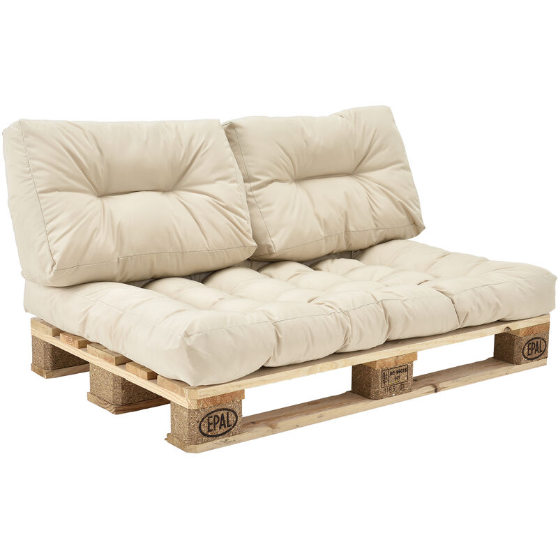 

Set de 3 cojines para sofá-palé - cojín de asiento + cojines de respaldo acolchados [beige] para europalé In/Outdoor
