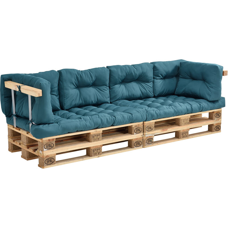 

] Set de 8 cojines para sofá-palé - cojines de asiento + cojines de respaldo acolchados [turquesa] para europalé In/Outdoor