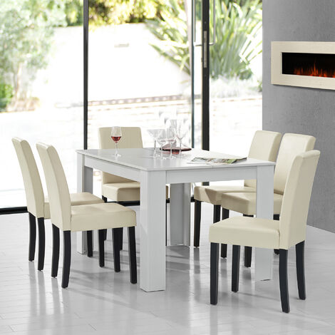 Tavolo da pranzo bianco 80x120 4 sedie imbottite bianco-grigio  90.70-51AW-set25