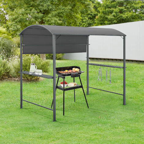 [En.Casa] – Tonnelle de barbecue 215 x 220 x 140 cm – Toit résistant aux intempéries – Support en acier pour stabilité – Crochets de rangement inclus