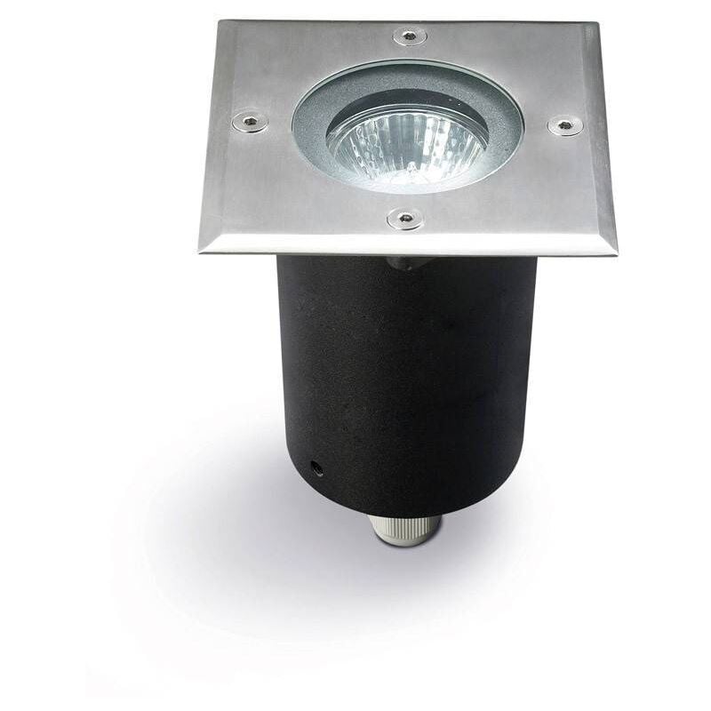 Leds-C4 Gea - 1 lumière extérieure carrée encastrée au sol en acier inoxydable Aisi 316 IP67, GU10