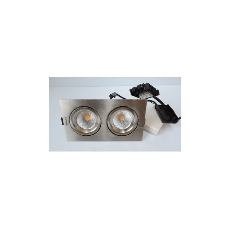 Encastré led 14.8W 2 spots orientables acier brossé 175x95mm 3000K 1060lm alim 230V 42° IP44 junistar square Sg Lighting 902332