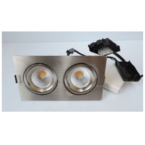 Encastré LED 14.8W 2 spots orientables acier brossé 175x95mm 3000K 1060lm alim 230V 42° IP44 JUNISTAR SQUARE SG LIGHTING 902332