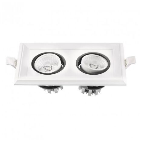 Encastré LED 2X11W rectangulaire 225X128X79mm blanc 2 spots orientables 3000K 2X800lm 230V dimmable 38° IP20 IK07 MINI CARD TWO