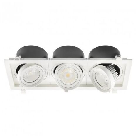 Encastré LED 3x23W rectangle 523x200x130mm blanc 3 spots orientables 3000K 3x2000lm 230V dimmable 38° IP20 IK07 CARD THREE SHOP