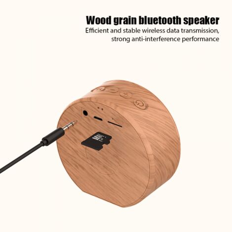 Enceinte Bluetooth A60 Mini, sans fil, aspect bois, portable, format carte, pour l'extérieur, ventouse, idée cadeau (aspect bois blanc)