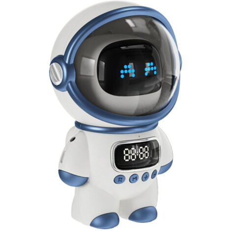 Enceinte Bluetooth astronaute intelligente, radio créative, horloge à carte TF avec dessin animé, réveil interphone intelligent IA