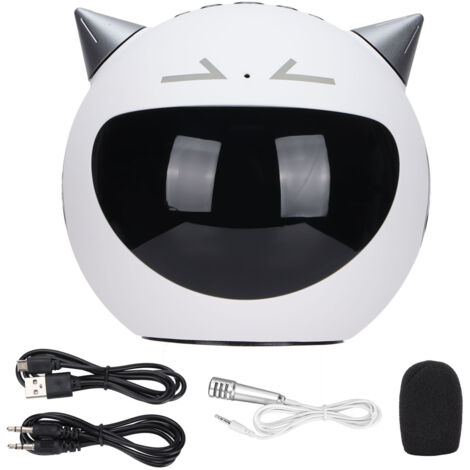 Enceinte Bluetooth avec Horloge, Fonction Karaoké, Écran LED, Mémoire Extensible, Microphone et Réverbération - Blanc
