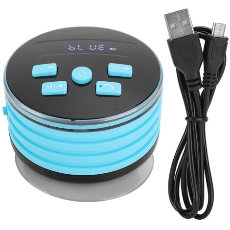 Enceinte Bluetooth Douche IPX7 avec Subwoofer FM Portable, Lumière Respirante et Ventouses