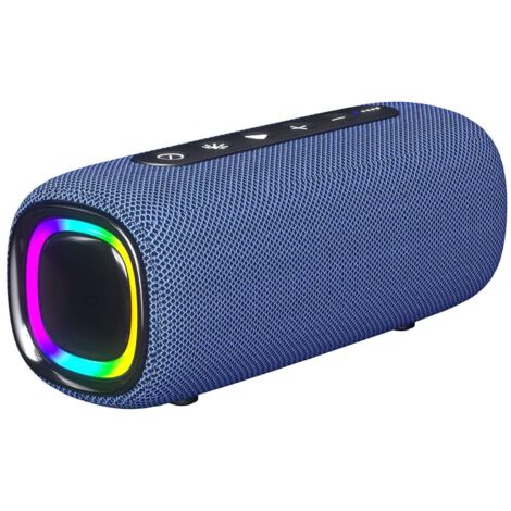 Enceinte Bluetooth EBS-608 V5.0, IPX4 étanche, batterie 300-500mAh, 2x10W, portée 15m, connexion 3.5mm USB, coloris noir bleu