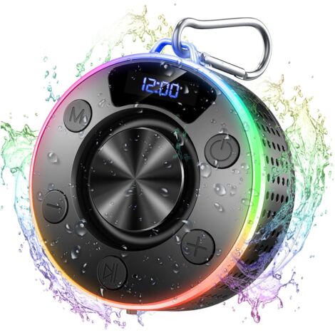 Enceinte Bluetooth- Enceinte de douche-Enceinte portable-1 pièce-Étanchéité IPX7-10 h d'autonomie-Éclairage RGB 7 couleurs
