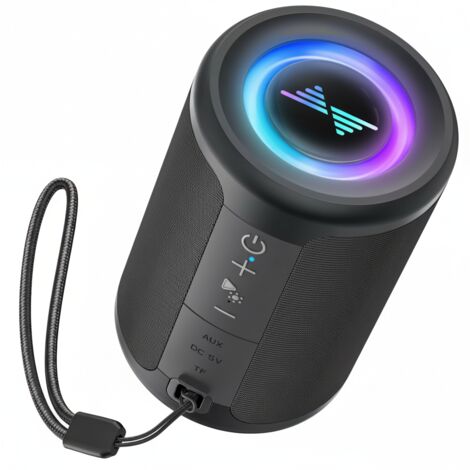 Enceinte Bluetooth FA02 Lanyue 5.3, batterie 1200-2000mAh, portée 10m, boîtier ABS, carte TF, 5W, noir, usage extérieur et pelouse
