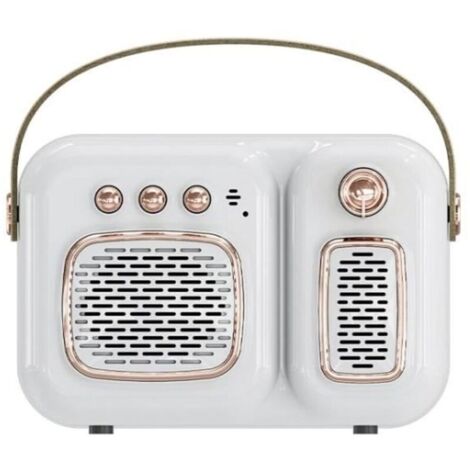 Enceinte Bluetooth Haut-Parleur Bluetooth Rétro Haut-Parleur Sans Fil Hifi Portable Avec Radio Fm Blanc