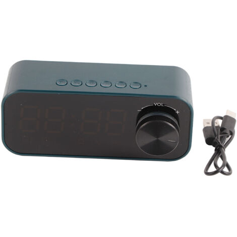 Enceinte Bluetooth Mini avec Affichage LED, Double Alarme et Basses Puissantes - Portable et Sans Fil Bleu