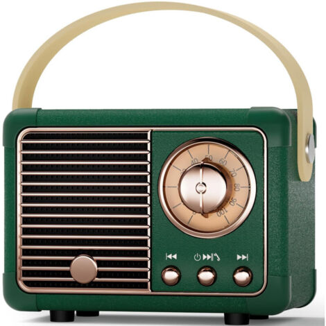 Enceinte Bluetooth, mini-enceinte rétro portable, radio carte, ordinateur sans fil, cadeau intelligent (vert)