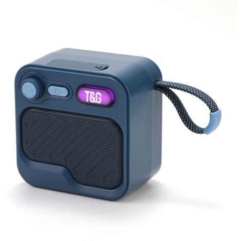 Enceinte Bluetooth Mini Portable, Haut-Parleur Sans Fil pour Maison/Extérieur avec Dragonne, Modèle TG701 V5.3 TWS, Bleu