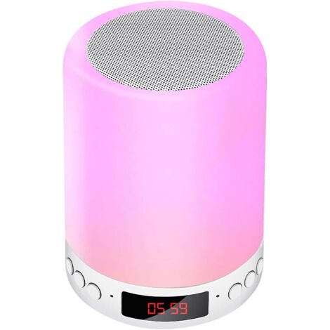 Enceinte Bluetooth portable avec veilleuse LED intelligente et lampe de chevet tactile à intensité variable, chargement USB, couleurs RGB changeantes