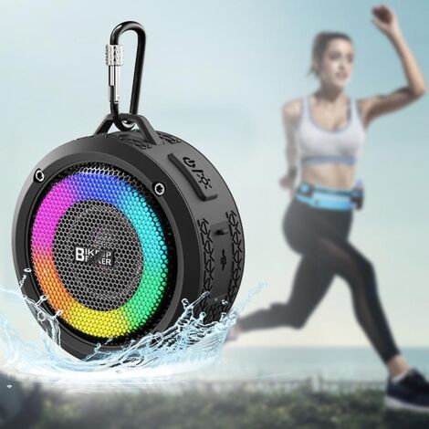 Enceinte Bluetooth portable étanche avec lumière LED, puissance de 10 W, autonomie de 6 heures – Idéale pour la douche, les activités de plein air et la radio sans fil