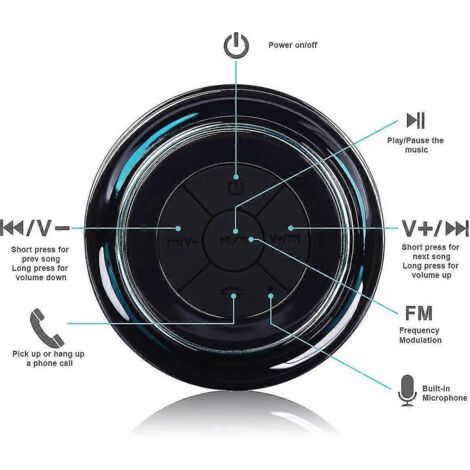 Enceinte Bluetooth portable, étanche et sans fil, radio de douche, avec radio FM, Bluetooth 5.0, étanchéité IPX7, paire