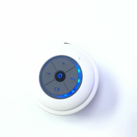 Enceinte Bluetooth Portable Étanche Haut Parl de Douche sans Fil Haute stéréo LED Lumière Ventouse puissante, Stéréo, Radio FM Mic Intégré, Idéal pour Plage, Cuisine et Piscine 5h