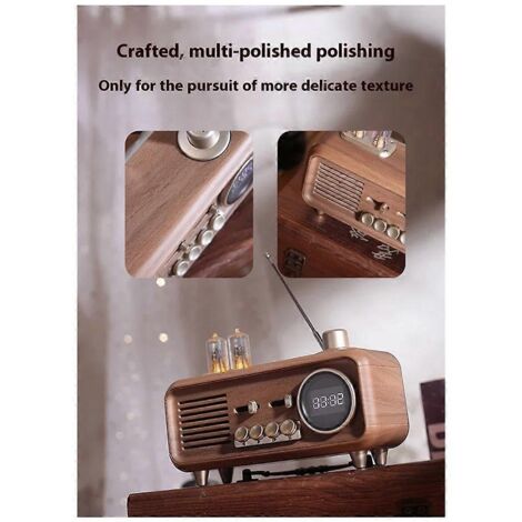 Enceinte Bluetooth portable rétro avec radio FM et caisson de basses sans fil (voir photo)