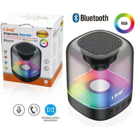 Enceinte Bluetooth Portable Sans Fil Avec Led Rgb Radio Fm Aux Mp3 Pk6824