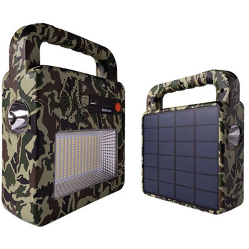Optonica - Enceinte Bluetooth Portable Solaire + Lampe - Camouflage