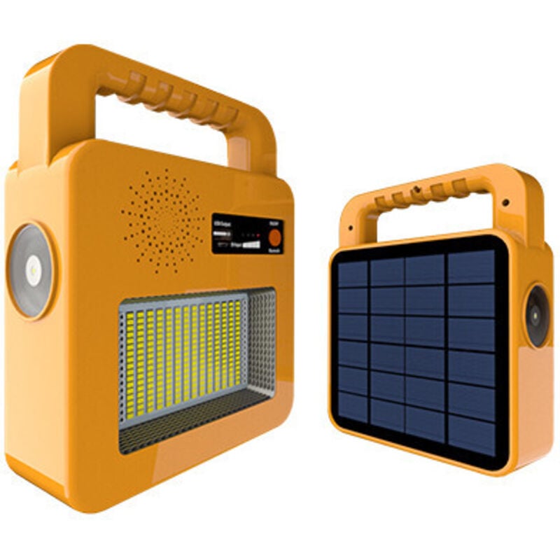 Optonica - Enceinte Bluetooth Portable Solaire + Lampe - Jaune