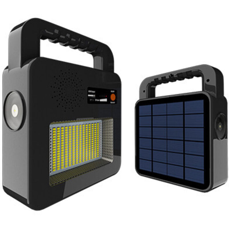 Enceinte Bluetooth Portable Solaire + Lampe - Noir
