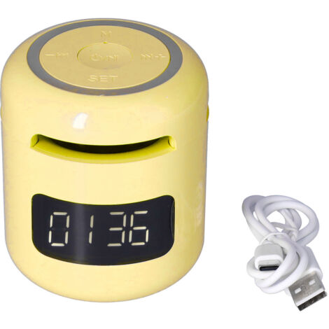 Enceinte Bluetooth Radio Réveil JM01 Multifonction Portable avec Écran LED Réglable - Jaune