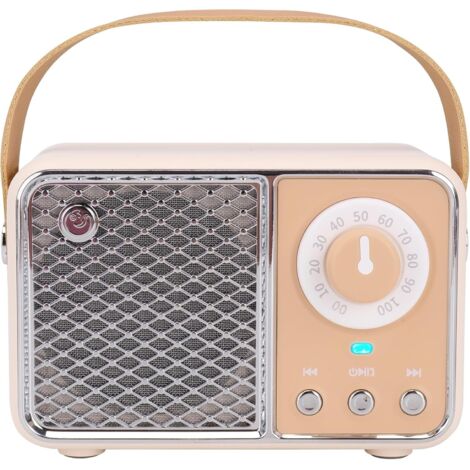 Enceinte Bluetooth Rétro - 2,8 x 4,3 x 2 Pouces - Bluetooth 5.0 - 6 Heures d'Autonomie - Pour Cuisine Bureau Chambre Bureau Extérieur - 1 Pièce