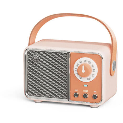 Enceinte Bluetooth rétro améliorée - Radio vintage style classique rétro, connexion Bluetooth 5.1 sans fil, compatible TF, USB et AUX, orange