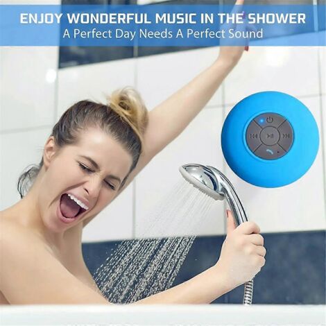 Enceinte Bluetooth sans fil à ventouse pour salle de bain, blanche