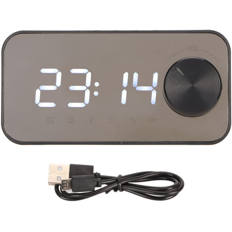 Enceinte Bluetooth sans fil avec affichage de température, annonce vocale, radio FM, miroir et réveil multifonction - Noir