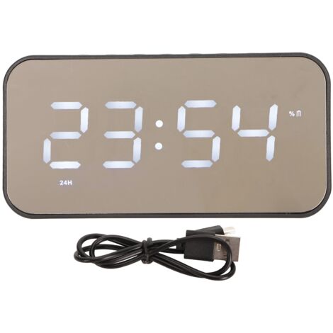 Enceinte Bluetooth sans fil avec Affichage de Température, Radio FM, Réveil Miroir et Diffusion Vocale, Noir