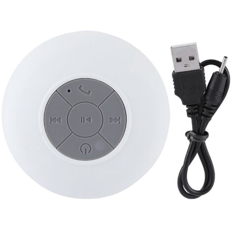 Enceinte Bluetooth sans Fil Mini Portable Étanche avec Ventouse pour Extérieur (Blanc)