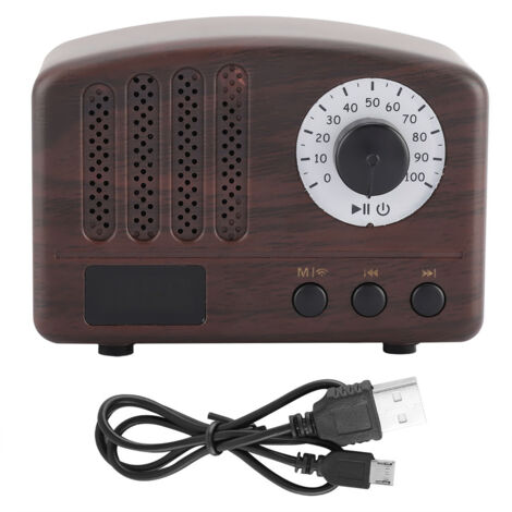 Enceinte Bluetooth sans fil portable imitation bois, radio FM, barre de son