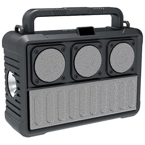 Enceinte Bluetooth sans fil solaire portable avec radio FM argentée