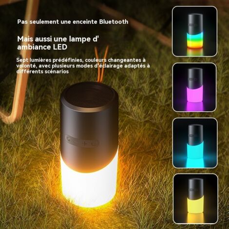 Enceinte Bluetooth Sans Fil Verte Modèle EBS-705, Lumière d'Ambiance RGB, Son Surround 360°, Interconnexion TWS, Lecture Carte TF, Portable avec Cordon de Suspension pour Extérieur