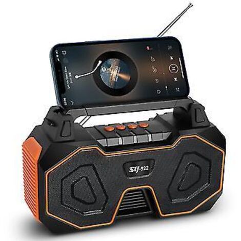 Enceinte Bluetooth solaire portable avec radio FM sans fil et support pour téléphone (orange)