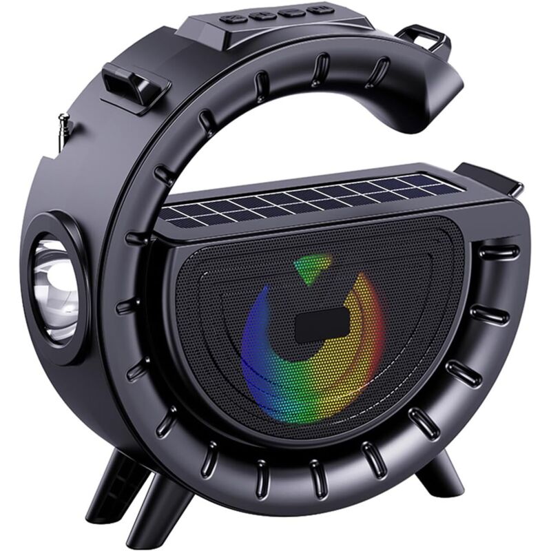 Enceinte Bluetooth solaire, radio portable en forme de G avec lumière LED, idéale pour les fêtes en extérieur et en intérieur, le camping et la