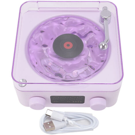 Enceinte Bluetooth style platine vinyle vintage avec éclairage d'ambiance