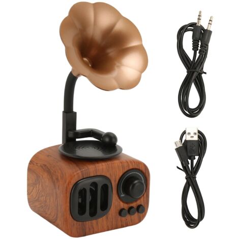 Enceinte Bluetooth Vintage avec Motif Bois, Radio Portable Sans Fil pour Intérieur, Extérieur et Voyages