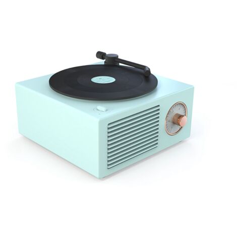 Enceinte Bluetooth Vintage avec Platine Vinyle sans Fil - Mini Haut-Parleur Portable