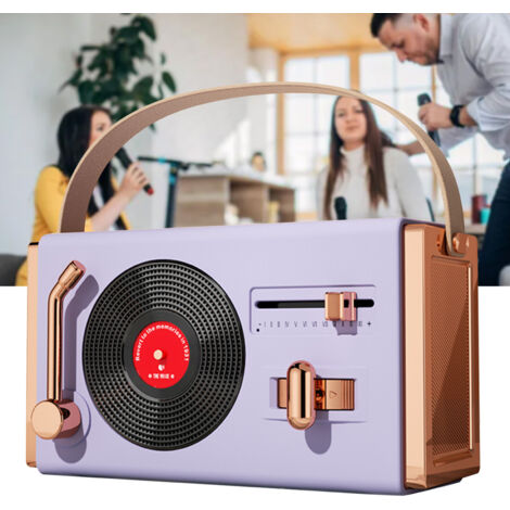 Enceinte Bluetooth Vintage Portable - Décoration Acoustique High-Fi Support USB et Cartes pour Salon Bureau Violet