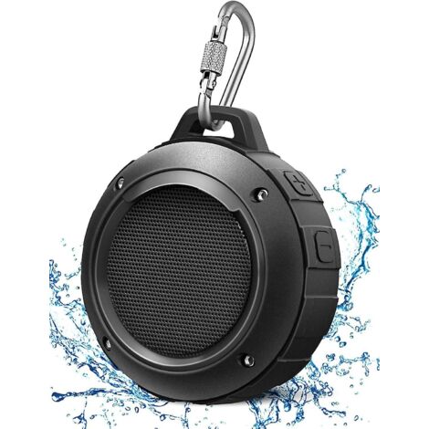 Enceinte de douche Bluetooth étanche avec son stéréo HD et microphone intégré - Enceinte sans fil portable pour une utilisation en extérieur (noir)