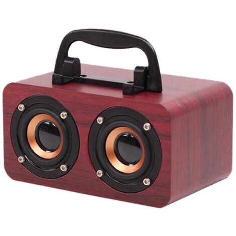 Enceinte en bois Bluetooth 5.0 stéréo double canal avec radio FM, A