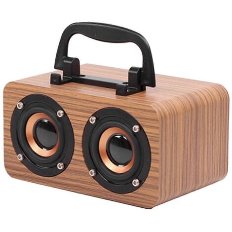 Enceinte en bois Bluetooth 5.0 stéréo double canal avec radio FM, B